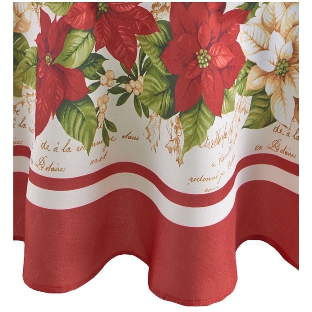Elrene Home Fashions  Poinsettia Holiday Tablecloth 60" x 84" Oblong,